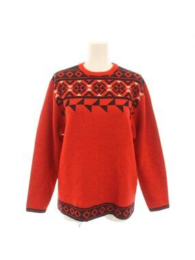 Dior Sports Knit Sweater Crew Neck Long Sleeve Vintage M Red Black YT